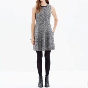 Madewell Sleeveless Tweed The Anywhere A-Line Dress Size 2 Black Hidden Pockets